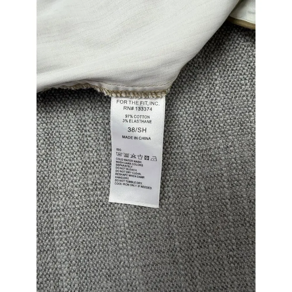 For The Fit Men’s Khaki Chino Shorts 38 Stretch Flat Front Casual 38SH